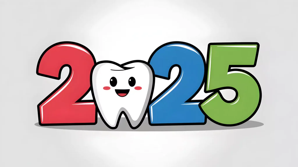 New Year's dental resolutions graphic encouraging better brushing, flossing and preventive care