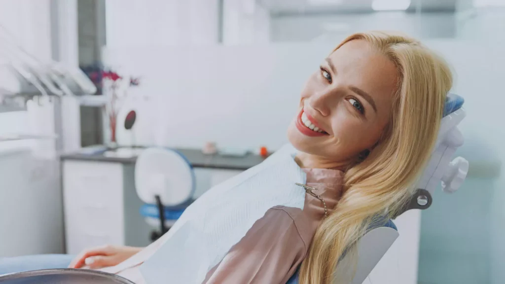 Patient receiving preventive dental care to maintain healthy teeth and gums