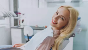 Patient receiving preventive dental care to maintain healthy teeth and gums